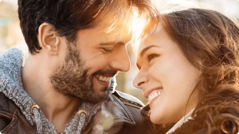 Close Up of Happy Couple after Erectile Dysfunction Treatment Success - Men's Health Clinic